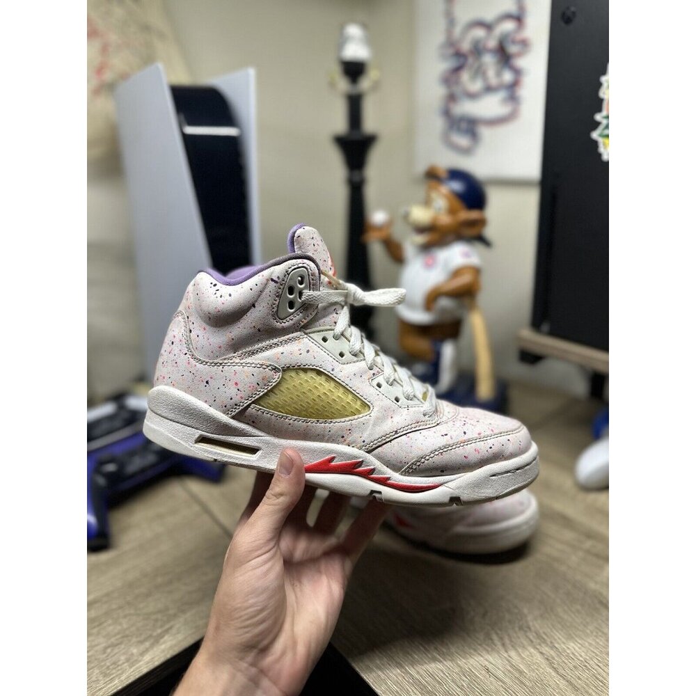 Nike Air Jordan 5 Retro "Easter" Size 7Y 8.5W Laser Crimson Splatter CT1605-100